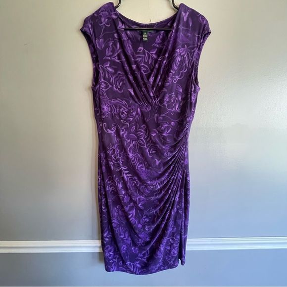 Ralph Lauren Dress Purple floral women’s size 14P 14 P - Picture 3 of 4